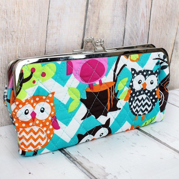 Handbags - Twice as Nice clutch wallet in aqua chevron party